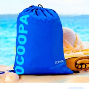 OCOOPA BEACH BLANKET TEAL AND BLUE NYLON STRIPES 10’x9’